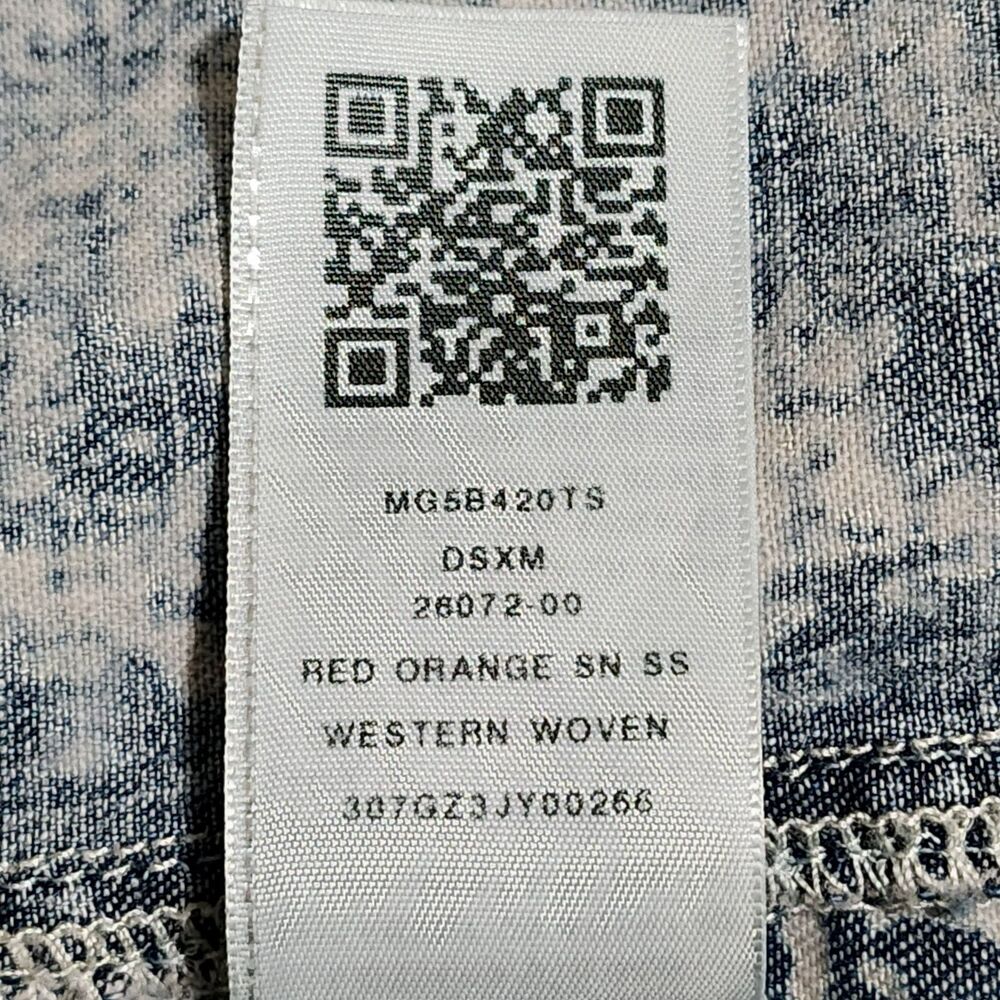 True Religion Mens Western Woven Shirt Short Sleeve Acid Wash Blue Denim Size S - Picture 12 of 12